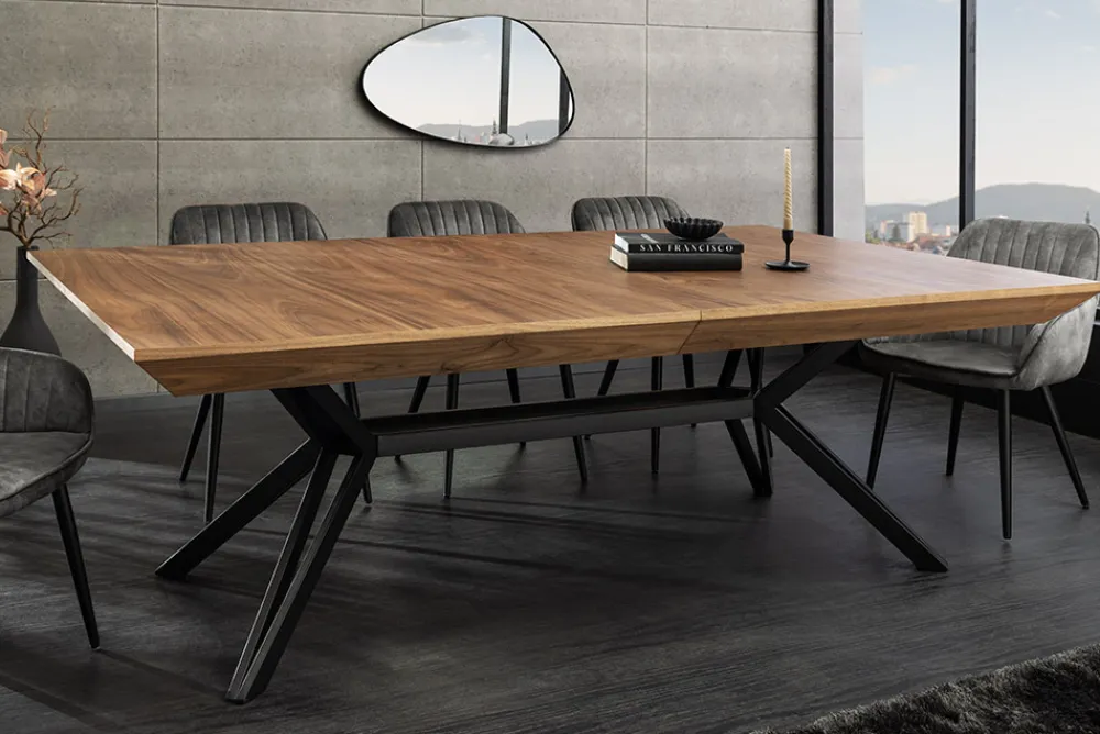 Riess-Ambiente Industrial Loft|Esstische > Ausziehbarer Esstisch GIANT 200-320cm natur Walnuss schwarz Metall