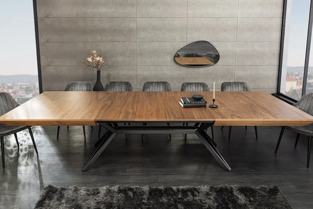 Riess-Ambiente Industrial Loft|Esstische > Ausziehbarer Esstisch GIANT 200-320cm natur Walnuss schwarz Metall