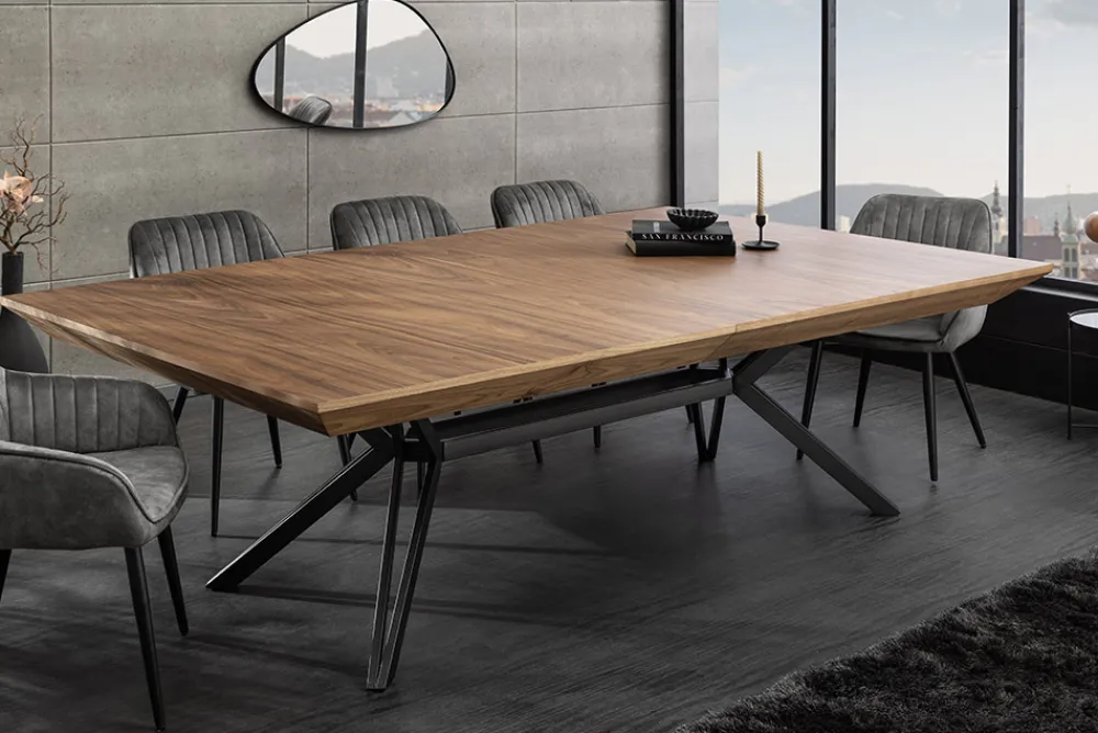 Riess-Ambiente Industrial Loft|Esstische > Ausziehbarer Esstisch GIANT 200-320cm natur Walnuss schwarz Metall