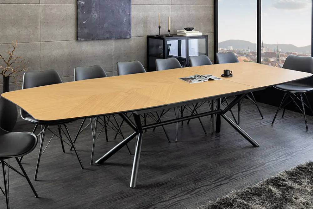 Riess-Ambiente Industrial Loft|Esstische > Ausziehbarer Esstisch GRANDEZZA 180-270cm natur Eiche schwarz Metall