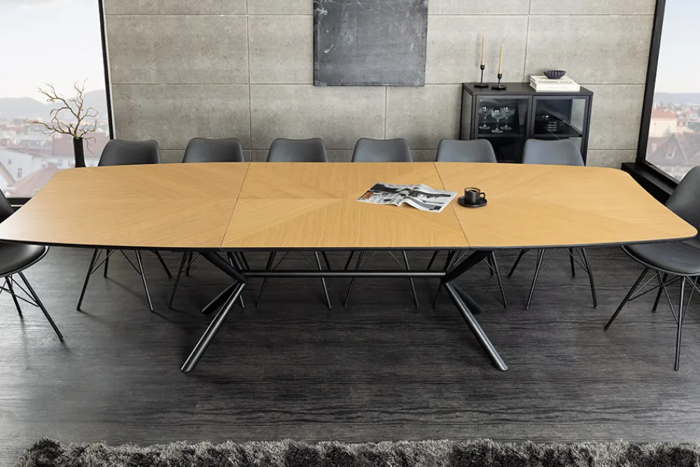 Riess-Ambiente Industrial Loft|Esstische > Ausziehbarer Esstisch GRANDEZZA 180-270cm natur Eiche schwarz Metall