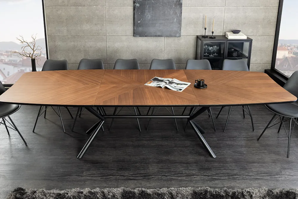 Riess-Ambiente Industrial Loft|Esstische > Ausziehbarer Esstisch GRANDEZZA 180-270cm natur Walnuss schwarz Metall