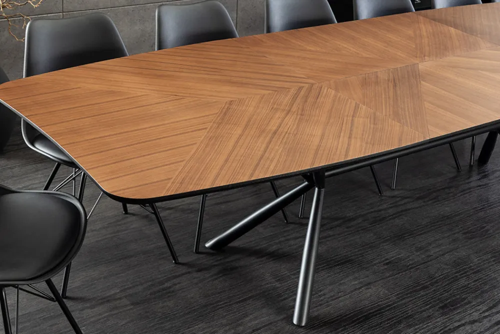 Riess-Ambiente Industrial Loft|Esstische > Ausziehbarer Esstisch GRANDEZZA 180-270cm natur Walnuss schwarz Metall