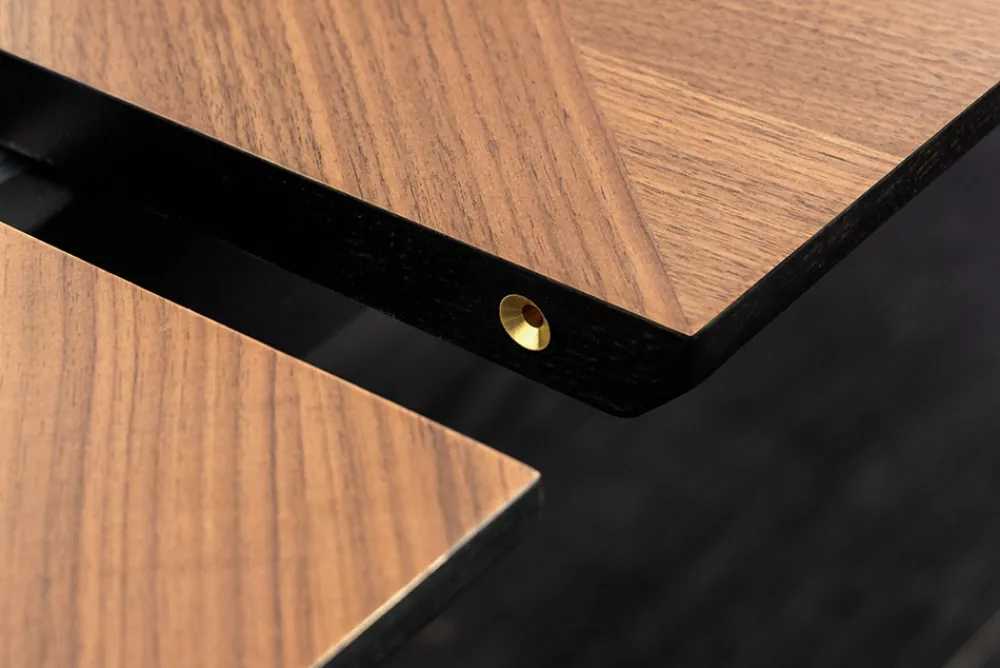 Riess-Ambiente Industrial Loft|Esstische > Ausziehbarer Esstisch GRANDEZZA 180-270cm natur Walnuss schwarz Metall
