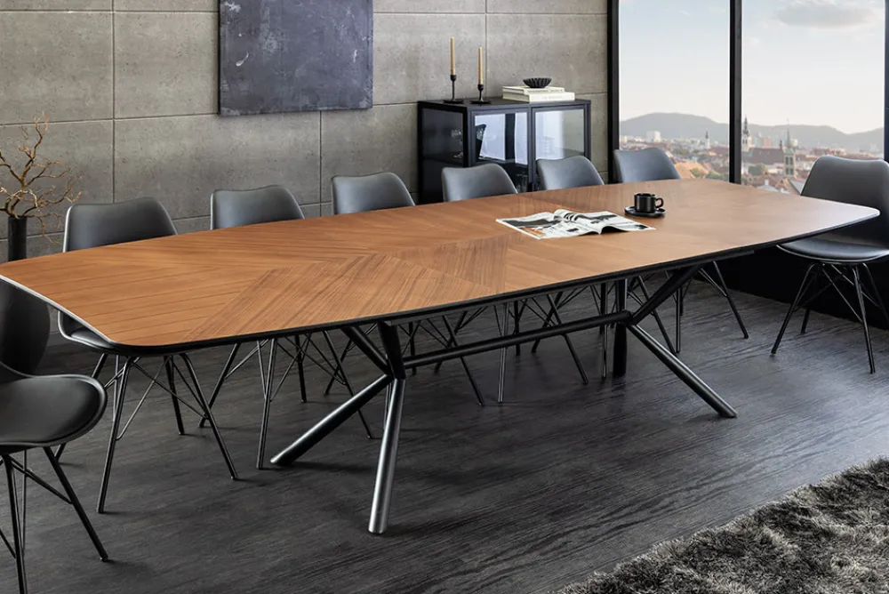 Riess-Ambiente Industrial Loft|Esstische > Ausziehbarer Esstisch GRANDEZZA 180-270cm natur Walnuss schwarz Metall