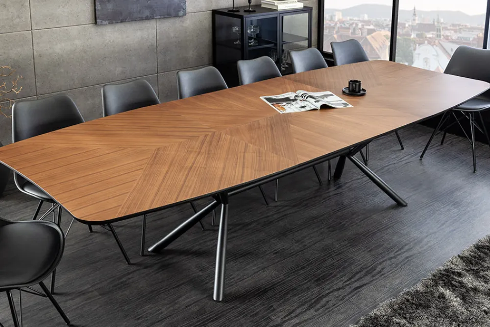 Riess-Ambiente Industrial Loft|Esstische > Ausziehbarer Esstisch GRANDEZZA 180-270cm natur Walnuss schwarz Metall
