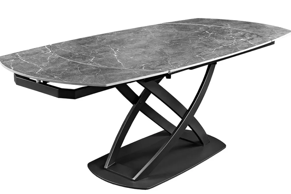 Riess-Ambiente Industrial Loft|Esstische > Ausziehbarer Esstisch INCEPTION 130-190cm anthrazit oval Keramik schwarz Metall