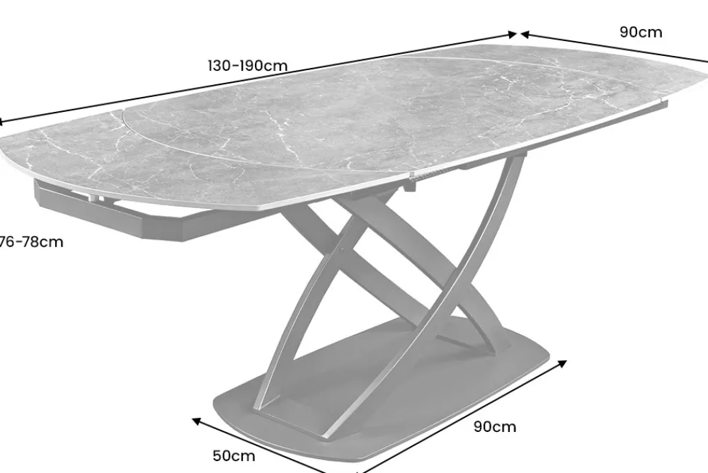Riess-Ambiente Industrial Loft|Esstische > Ausziehbarer Esstisch INCEPTION 130-190cm anthrazit oval Keramik schwarz Metall