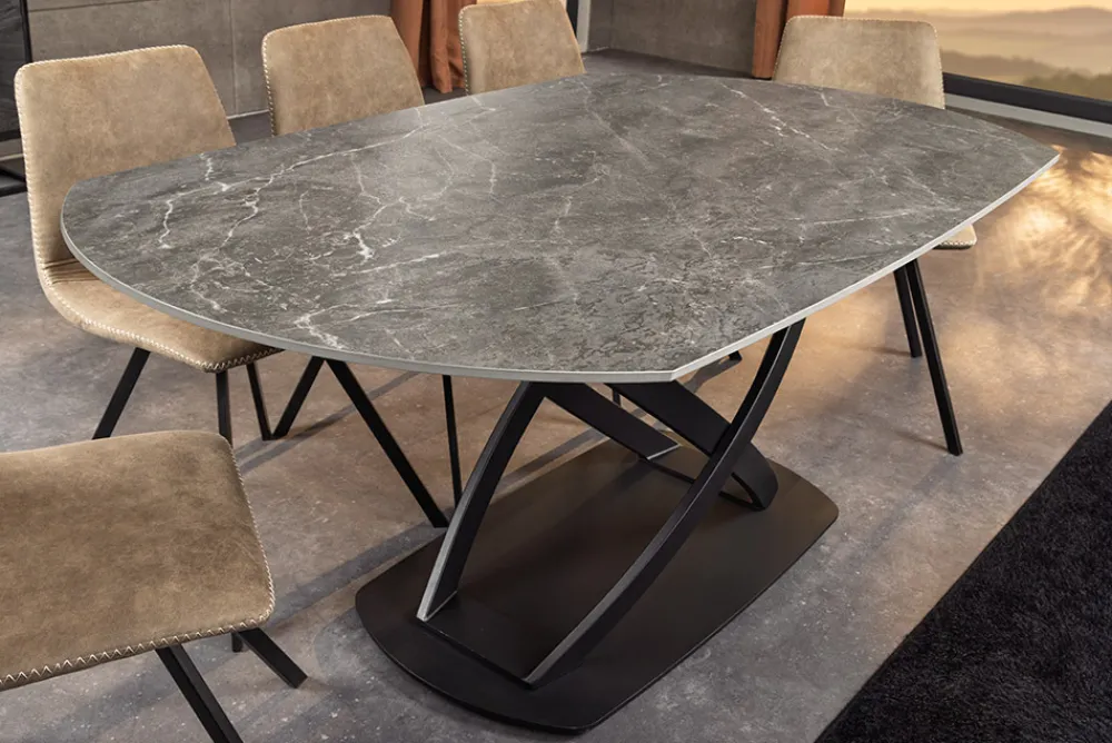 Riess-Ambiente Industrial Loft|Esstische > Ausziehbarer Esstisch INCEPTION 130-190cm anthrazit oval Keramik schwarz Metall