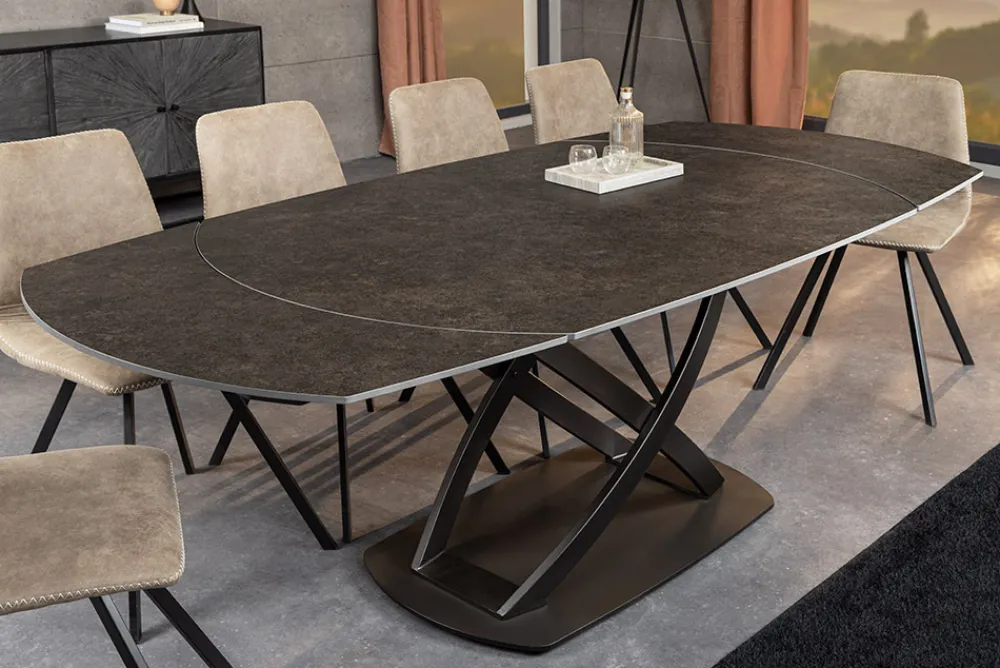Riess-Ambiente Industrial Loft|Esstische > Ausziehbarer Esstisch INCEPTION 130-190cm rost oval Keramik bronze Gestell