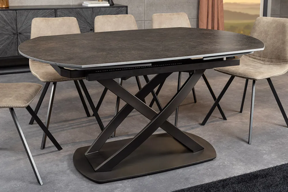 Riess-Ambiente Industrial Loft|Esstische > Ausziehbarer Esstisch INCEPTION 130-190cm rost oval Keramik bronze Gestell