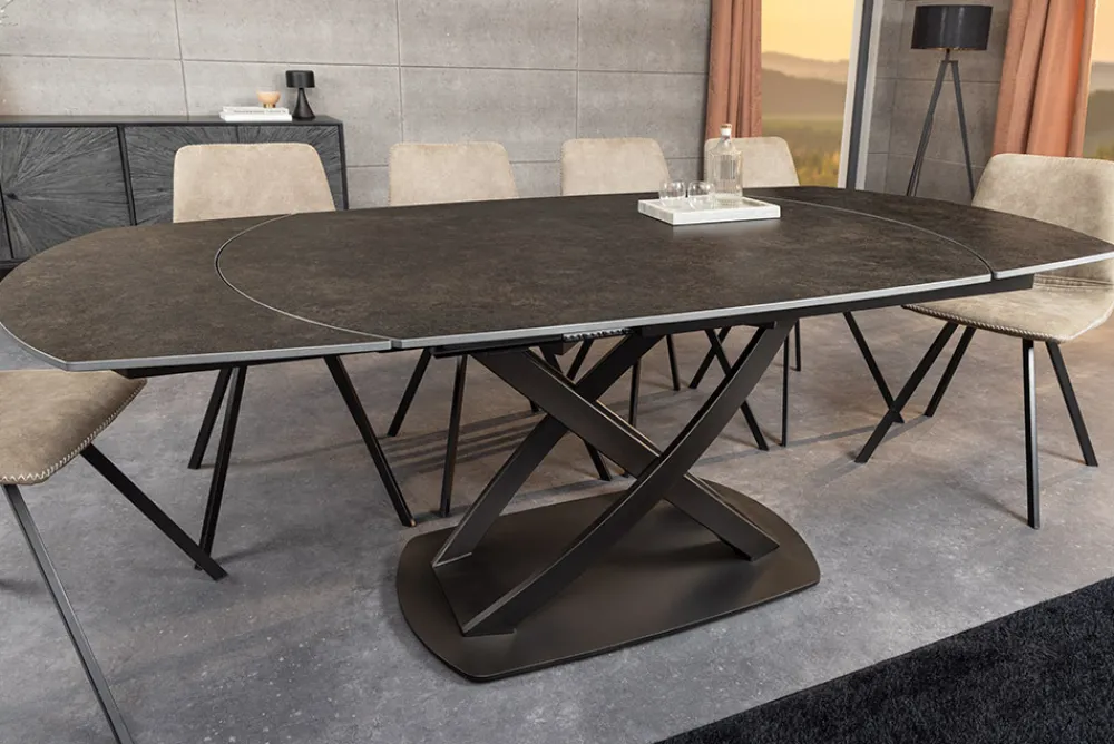 Riess-Ambiente Industrial Loft|Esstische > Ausziehbarer Esstisch INCEPTION 130-190cm rost oval Keramik bronze Gestell
