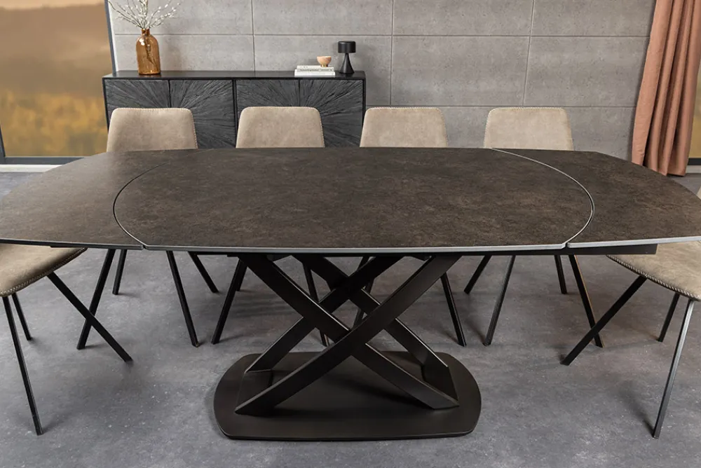 Riess-Ambiente Industrial Loft|Esstische > Ausziehbarer Esstisch INCEPTION 130-190cm rost oval Keramik bronze Gestell