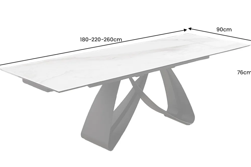 Riess-Ambiente Industrial Loft|Esstische > Ausziehbarer Esstisch INFINITY 180-260cm weiß Keramik Marmor schwarz Metall