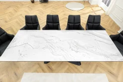 Riess-Ambiente Industrial Loft|Esstische > Ausziehbarer Esstisch INFINITY 180-260cm weiß Keramik Marmor schwarz Metall