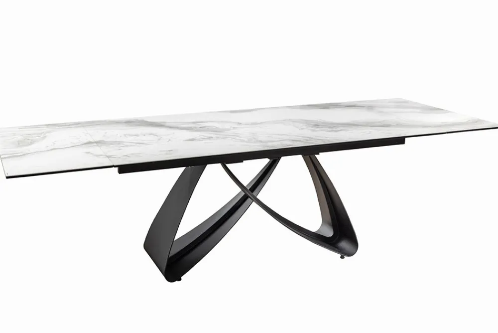 Riess-Ambiente Industrial Loft|Esstische > Ausziehbarer Esstisch INFINITY 180-260cm weiß Keramik Marmor schwarz Metall