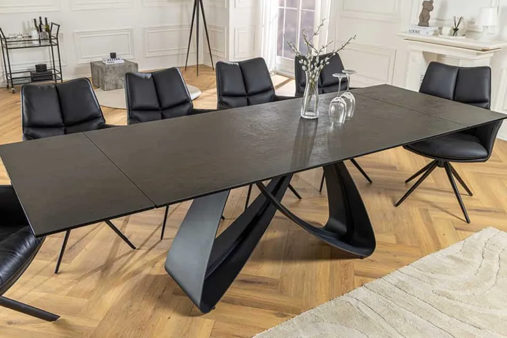 Riess-Ambiente Industrial Loft|Esstische > Ausziehbarer Esstisch INFINITY 180-260cm rost Keramik Marmor schwarz Metall