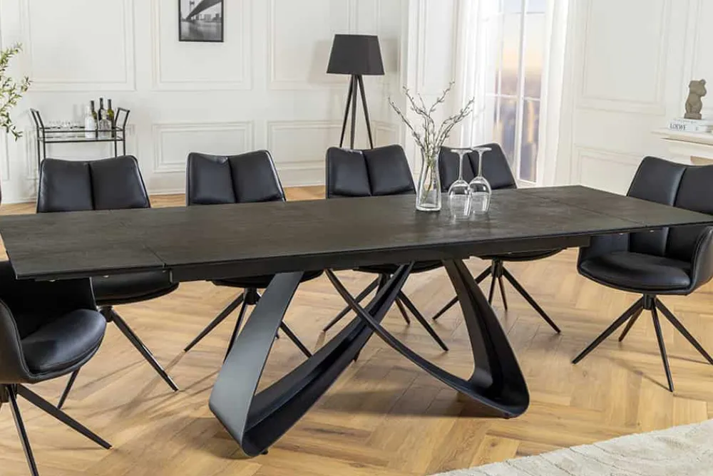 Riess-Ambiente Industrial Loft|Esstische > Ausziehbarer Esstisch INFINITY 180-260cm rost Keramik Marmor schwarz Metall