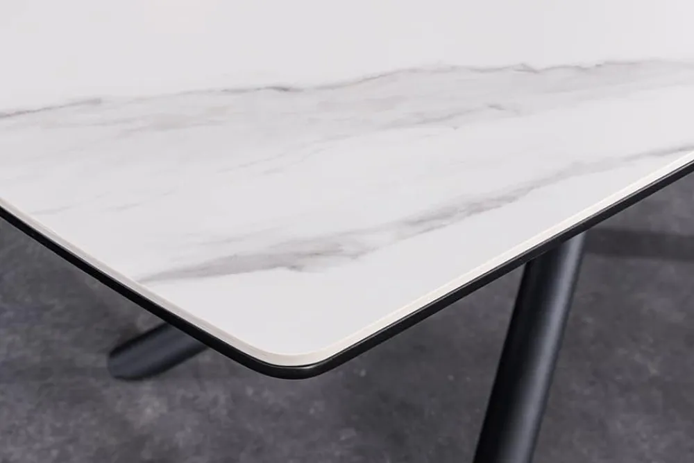 Riess-Ambiente Industrial Loft|Esstische > Ausziehbarer Esstisch MIKADO 180-230cm weiß Keramik schwarz Sterngestell