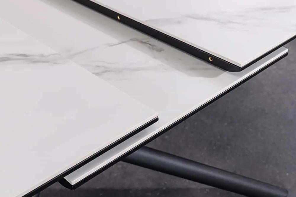 Riess-Ambiente Industrial Loft|Esstische > Ausziehbarer Esstisch MIKADO 180-230cm weiß Keramik schwarz Sterngestell