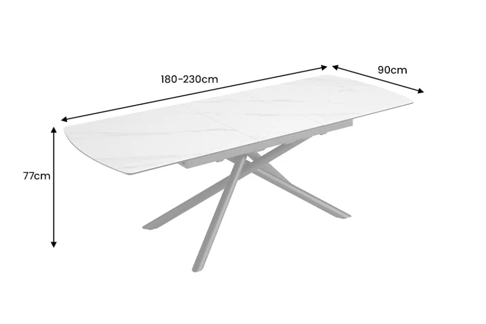 Riess-Ambiente Industrial Loft|Esstische > Ausziehbarer Esstisch MIKADO 180-230cm weiß Keramik schwarz Sterngestell