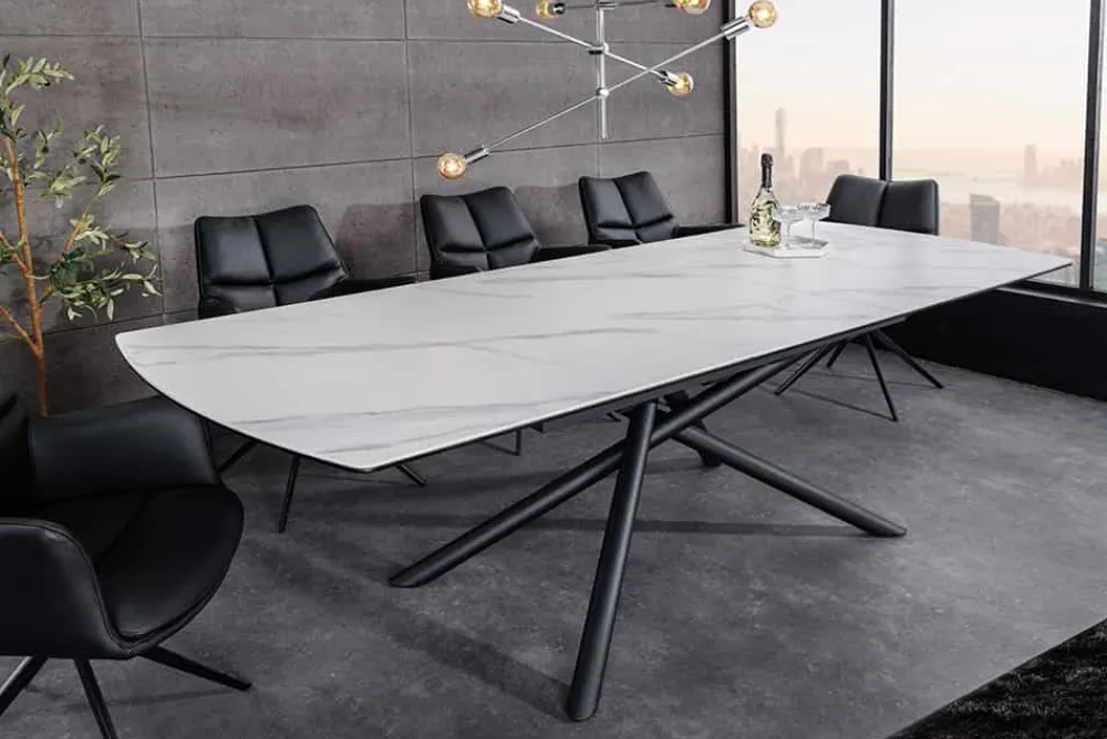 Riess-Ambiente Industrial Loft|Esstische > Ausziehbarer Esstisch MIKADO 180-230cm weiß Keramik schwarz Sterngestell