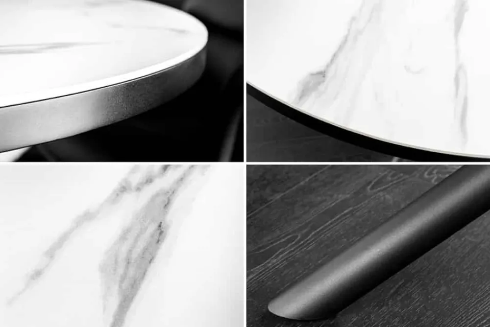 Riess-Ambiente Industrial Loft|Esstische > Ausziehbarer Esstisch MIKADO 120-160cm weiß Keramik oval schwarz Sterngestell