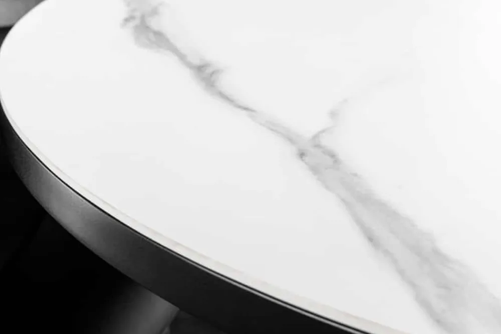 Riess-Ambiente Industrial Loft|Esstische > Ausziehbarer Esstisch MIKADO 120-160cm weiß Keramik oval schwarz Sterngestell