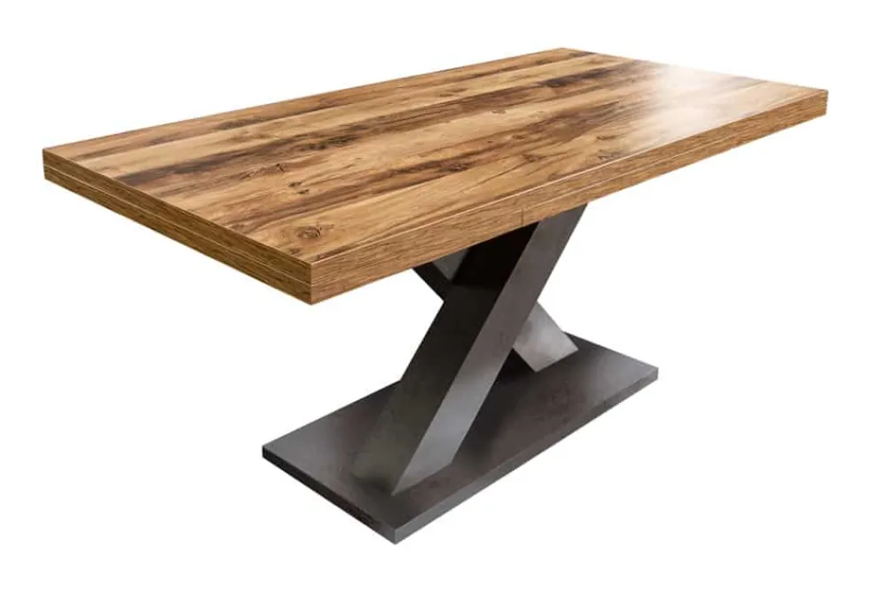Riess-Ambiente Industrial Loft|Esstische > Ausziehbarer Esstisch MONTREAL 180-280cm natur Plankeneiche Holz-Design Schwarzstahl