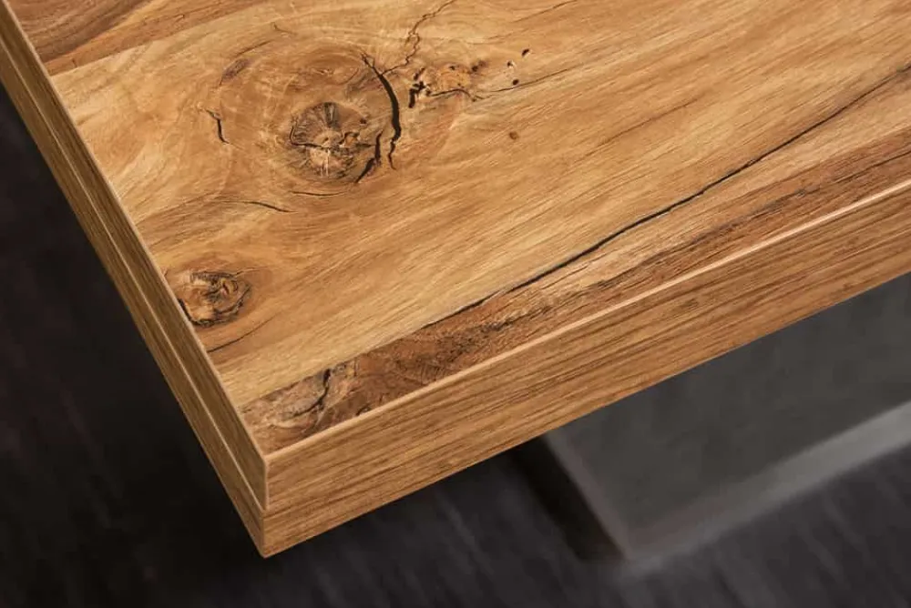 Riess-Ambiente Industrial Loft|Esstische > Ausziehbarer Esstisch MONTREAL 180-280cm natur Plankeneiche Holz-Design Schwarzstahl