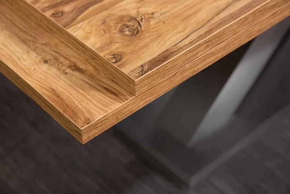 Riess-Ambiente Industrial Loft|Esstische > Ausziehbarer Esstisch MONTREAL 180-280cm natur Plankeneiche Holz-Design Schwarzstahl