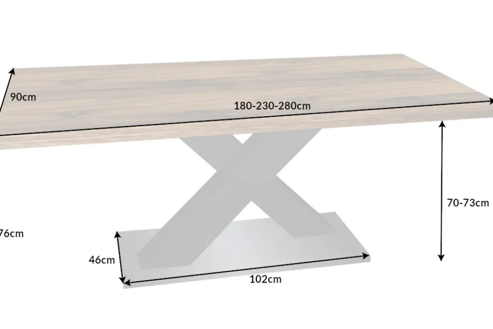 Riess-Ambiente Industrial Loft|Esstische > Ausziehbarer Esstisch MONTREAL 180-280cm natur Plankeneiche Holz-Design Schwarzstahl