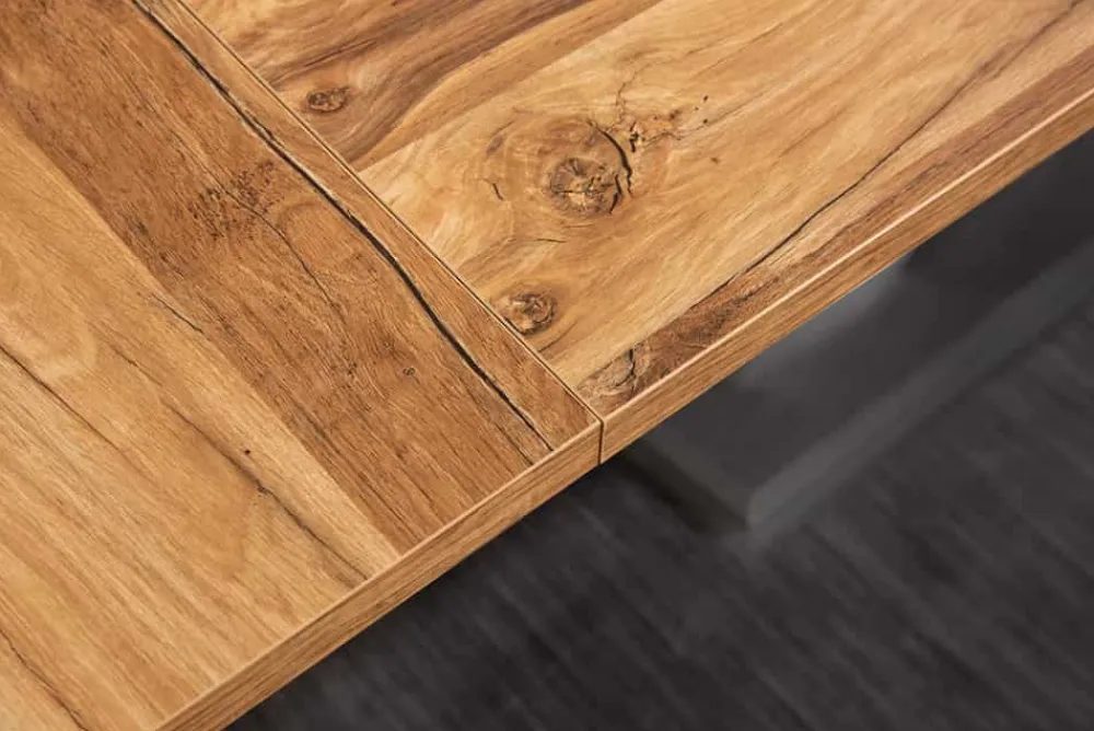 Riess-Ambiente Industrial Loft|Esstische > Ausziehbarer Esstisch MONTREAL 180-280cm natur Plankeneiche Holz-Design Schwarzstahl