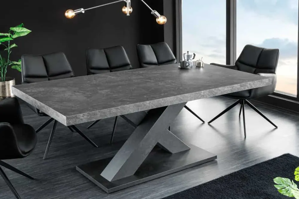 Riess-Ambiente Industrial Loft|Esstische > Ausziehbarer Esstisch MONTREAL 180-280cm grau graphit Keramik-Design X-Gestell
