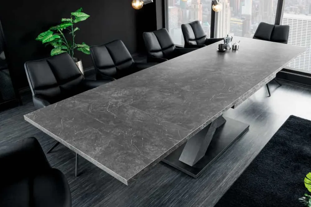 Riess-Ambiente Industrial Loft|Esstische > Ausziehbarer Esstisch MONTREAL 180-280cm grau graphit Keramik-Design X-Gestell