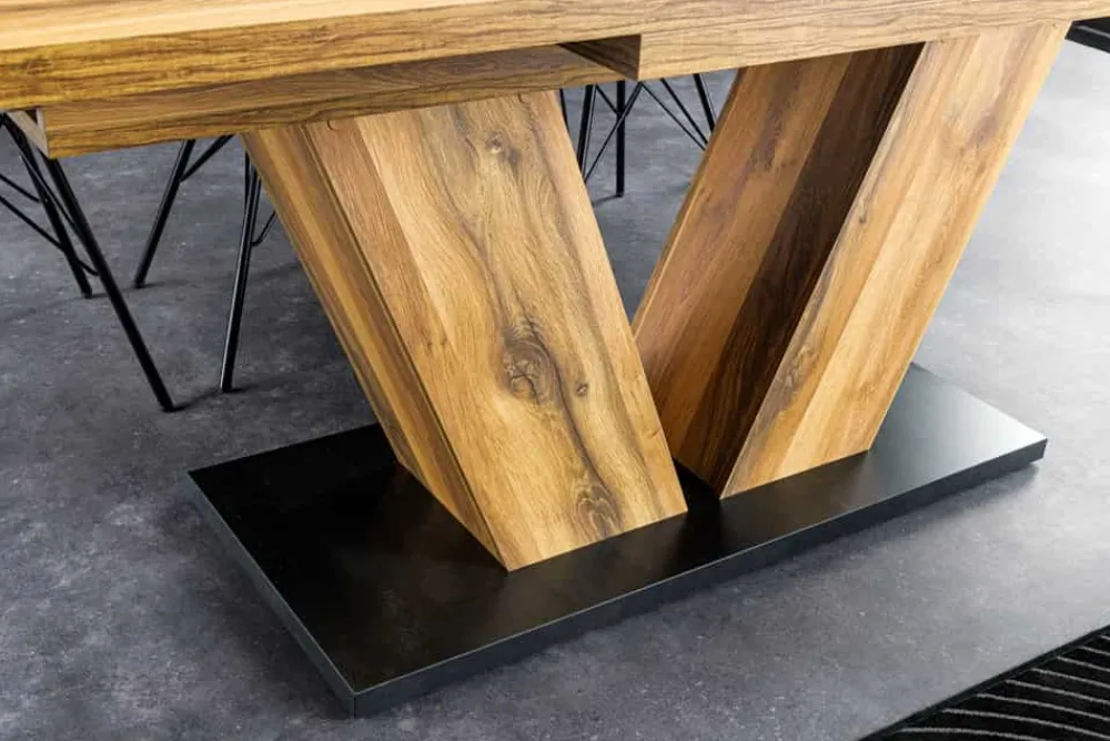 Riess-Ambiente Industrial Loft|Esstische > Ausziehbarer Esstisch MONTREAL 180-280cm natur Plankeneiche Holz-Design V-Gestell