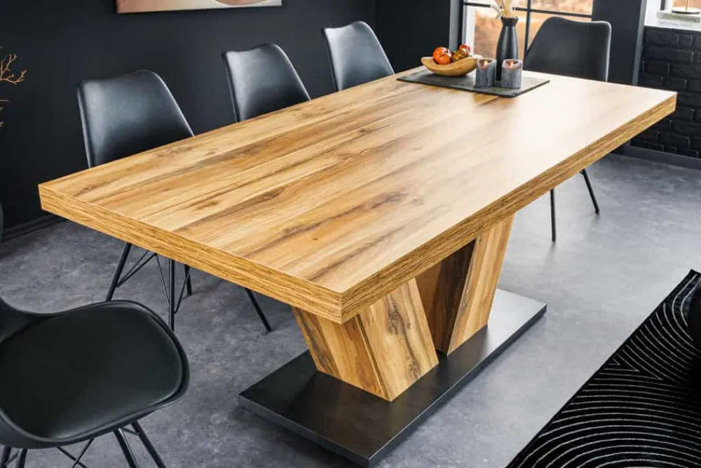 Riess-Ambiente Industrial Loft|Esstische > Ausziehbarer Esstisch MONTREAL 180-280cm natur Plankeneiche Holz-Design V-Gestell