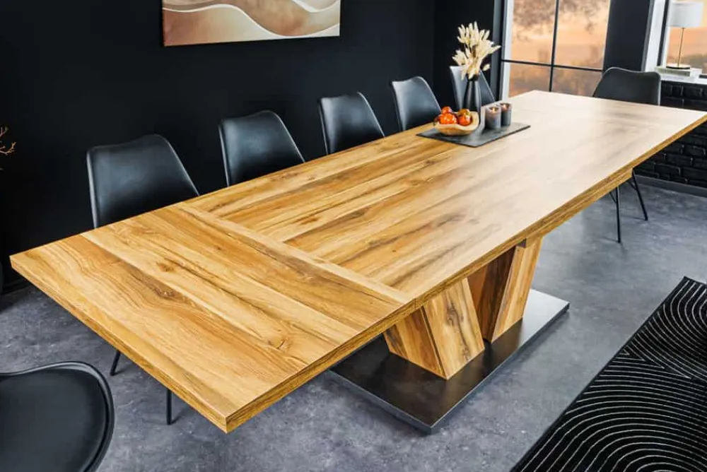Riess-Ambiente Industrial Loft|Esstische > Ausziehbarer Esstisch MONTREAL 180-280cm natur Plankeneiche Holz-Design V-Gestell