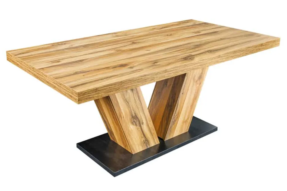 Riess-Ambiente Industrial Loft|Esstische > Ausziehbarer Esstisch MONTREAL 180-280cm natur Plankeneiche Holz-Design V-Gestell