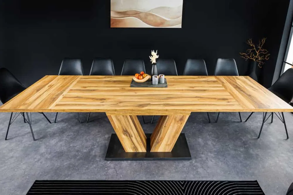 Riess-Ambiente Industrial Loft|Esstische > Ausziehbarer Esstisch MONTREAL 180-280cm natur Plankeneiche Holz-Design V-Gestell