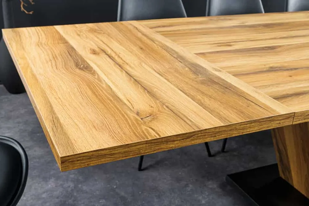 Riess-Ambiente Industrial Loft|Esstische > Ausziehbarer Esstisch MONTREAL 180-280cm natur Plankeneiche Holz-Design V-Gestell