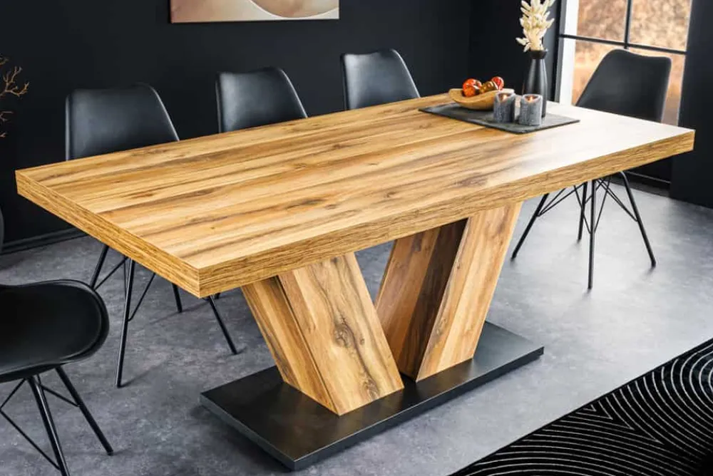 Riess-Ambiente Industrial Loft|Esstische > Ausziehbarer Esstisch MONTREAL 180-280cm natur Plankeneiche Holz-Design V-Gestell