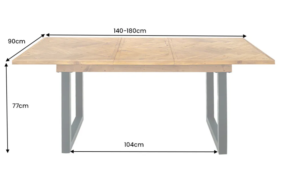 Riess-Ambiente Esstische|Mehr... > Ausziehbarer Esstisch MOSAIK 140-180cm braun Pinie recyceltes Massivholz Metall schwarz