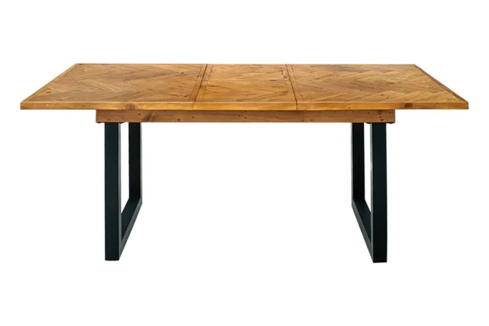 Riess-Ambiente Esstische|Mehr... > Ausziehbarer Esstisch MOSAIK 140-180cm braun Pinie recyceltes Massivholz Metall schwarz