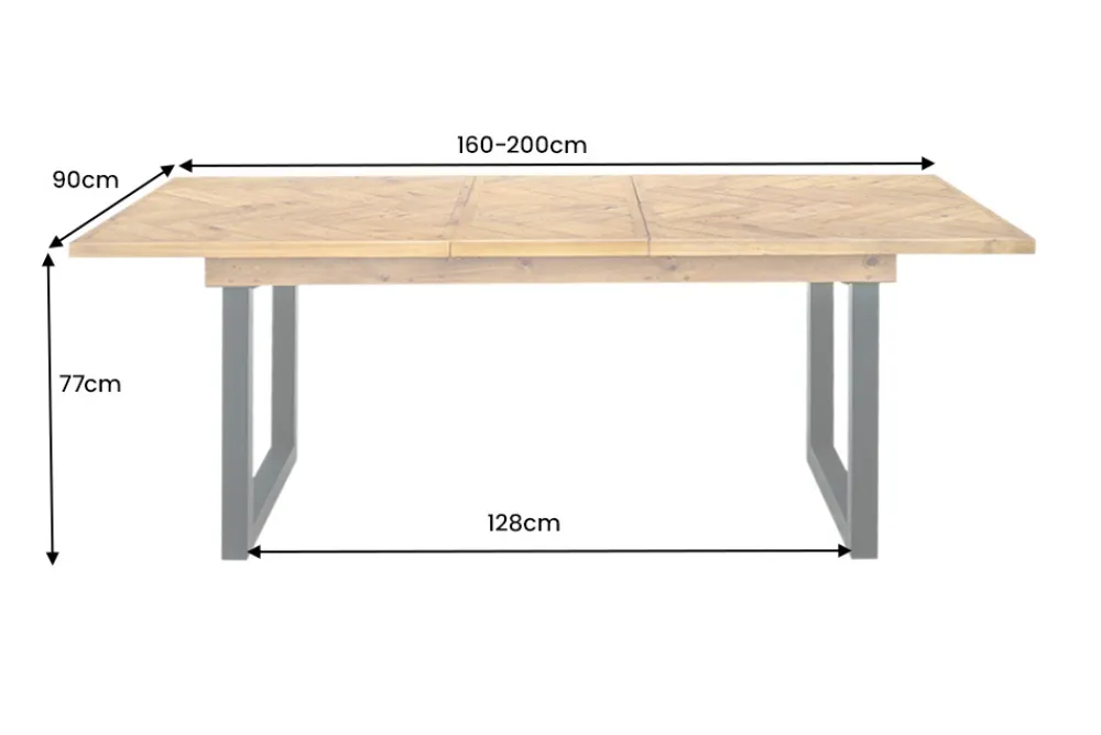 Riess-Ambiente Mehr...|Massivholzesstische > Ausziehbarer Esstisch MOSAIK 160-200cm braun Pinie recyceltes Massivholz Metall schwarz