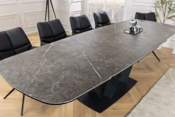 Riess-Ambiente Industrial Loft|Esstische > Ausziehbarer Esstisch PAPILLON 180-260cm graphit Keramik Marmor schwarz Metall