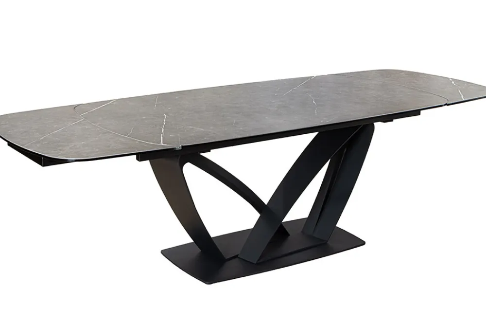 Riess-Ambiente Industrial Loft|Esstische > Ausziehbarer Esstisch PAPILLON 180-260cm graphit Keramik Marmor schwarz Metall