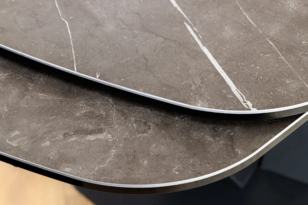 Riess-Ambiente Industrial Loft|Esstische > Ausziehbarer Esstisch PAPILLON 180-260cm graphit Keramik Marmor schwarz Metall