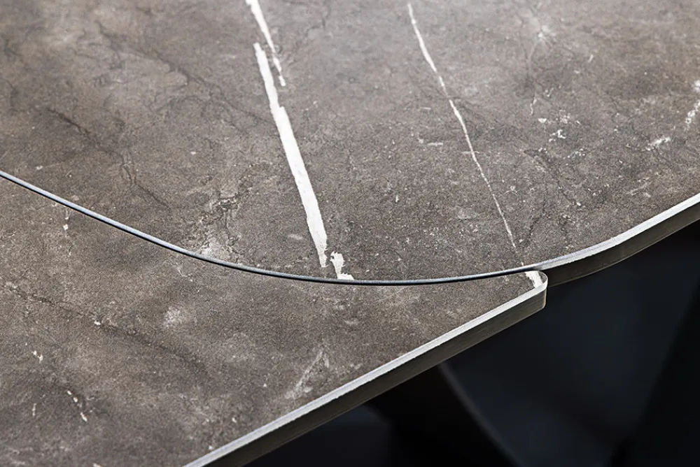 Riess-Ambiente Industrial Loft|Esstische > Ausziehbarer Esstisch PAPILLON 180-260cm graphit Keramik Marmor schwarz Metall