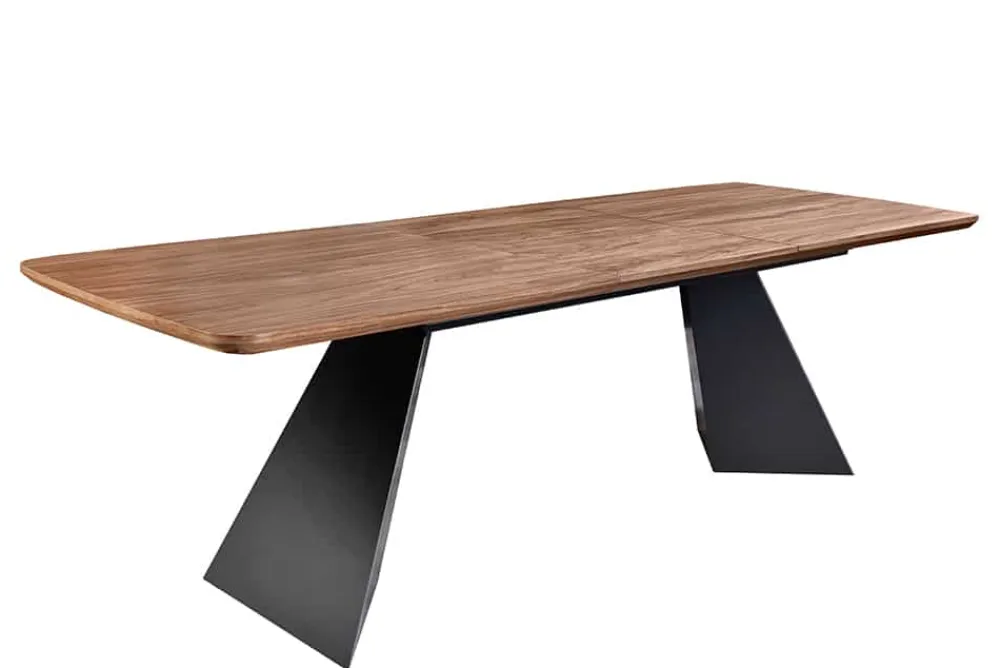 Riess-Ambiente Industrial Loft|Esstische > Ausziehbarer Esstisch PRESTIGE 180-240cm natur Walnussholz schwarzes Metallgestell